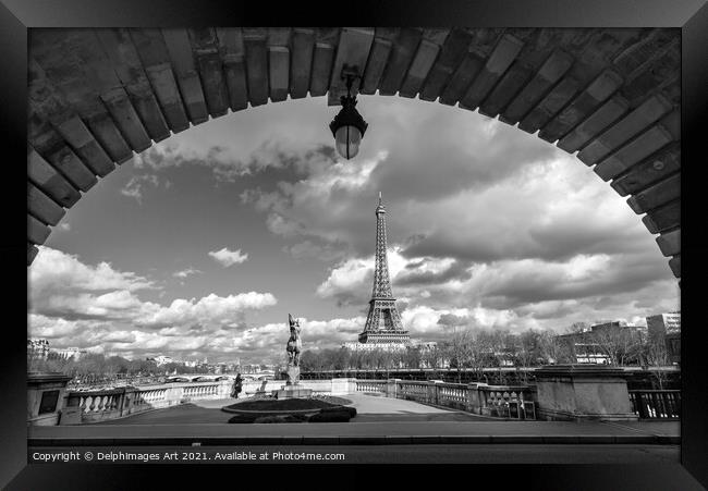 Paris landscape. Eiffel tower from Bir Hakeim Framed Print by Delphimages Art