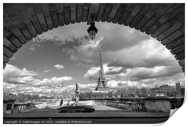 Paris landscape. Eiffel tower from Bir Hakeim Print by Delphimages Art