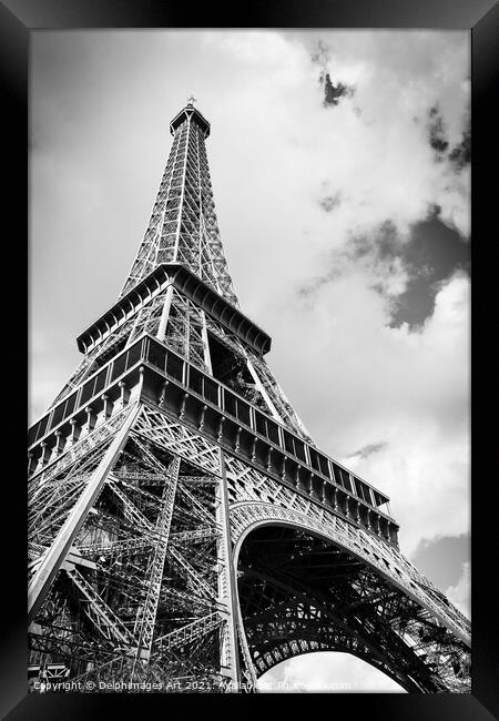 Eiffel tower in black and white, Paris France Framed Print by Delphimages Art