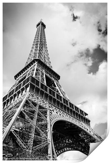 Eiffel tower in black and white, Paris France Print by Delphimages Art