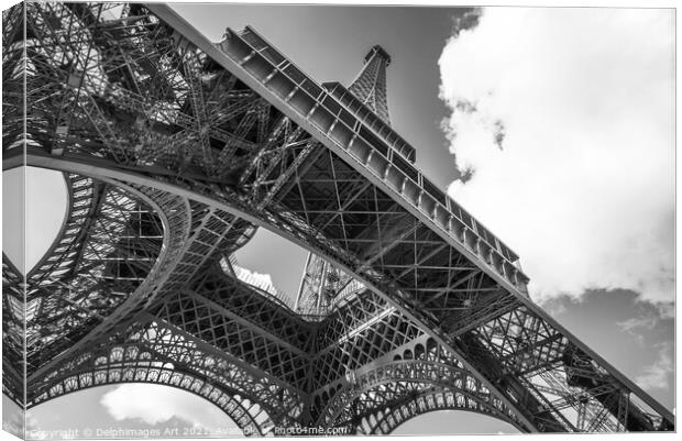 Eiffel tower in Paris, black and white Canvas Print by Delphimages Art