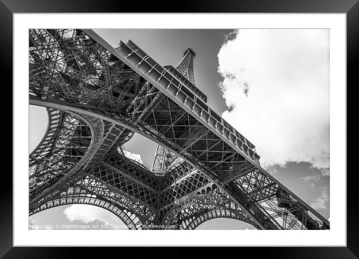 Eiffel tower in Paris, black and white Framed Mounted Print by Delphimages Art