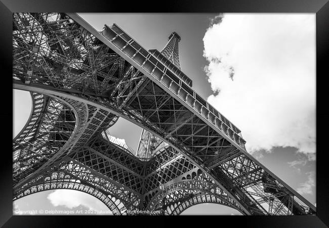 Eiffel tower in Paris, black and white Framed Print by Delphimages Art