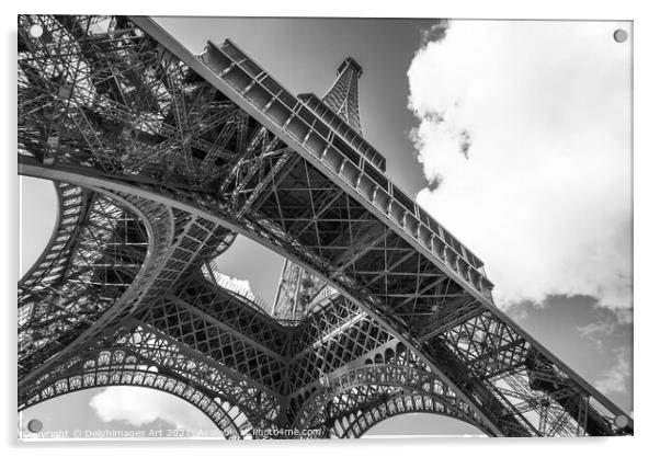 Eiffel tower in Paris, black and white Acrylic by Delphimages Art