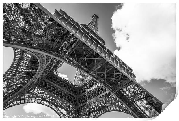 Eiffel tower in Paris, black and white Print by Delphimages Art