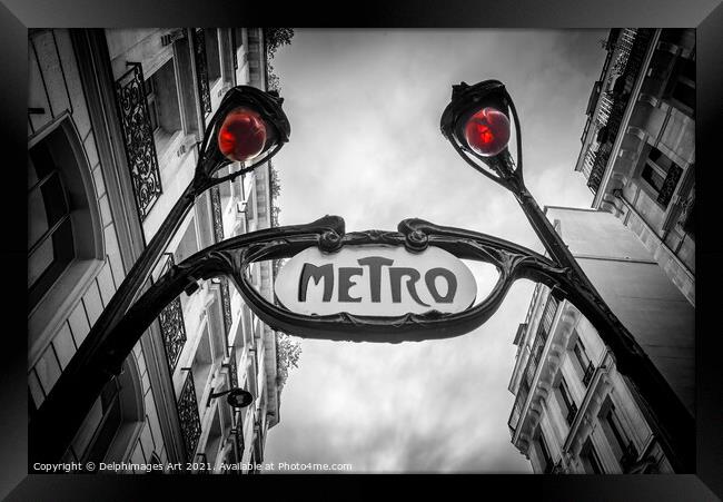 Paris Art Nouveau metro sign Framed Print by Delphimages Art