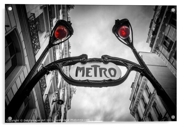 Paris Art Nouveau metro sign Acrylic by Delphimages Art