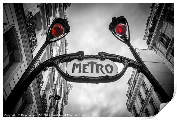 Paris Art Nouveau metro sign Print by Delphimages Art