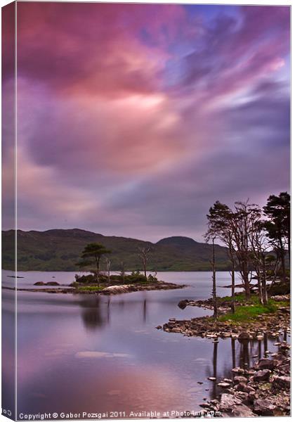 Sunset at Loch Assynt, Scotland Canvas Print by Gabor Pozsgai