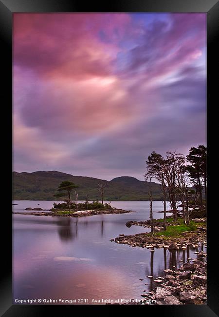 Sunset at Loch Assynt, Scotland Framed Print by Gabor Pozsgai