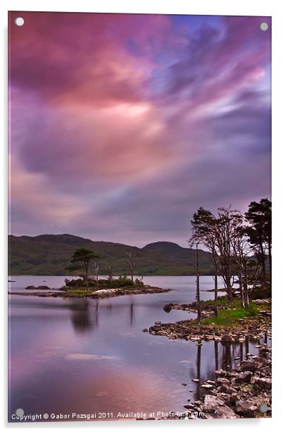 Sunset at Loch Assynt, Scotland Acrylic by Gabor Pozsgai