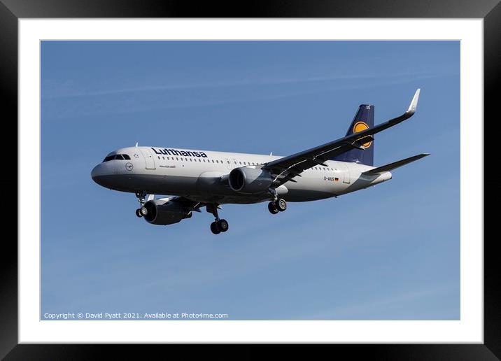 Lufthansa Airbus A320-214              Framed Mounted Print by David Pyatt