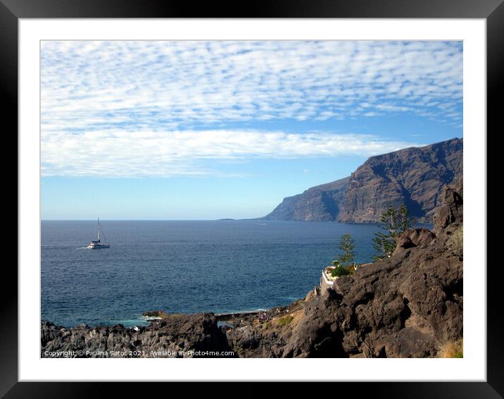 The cliffs at Los Gigantes. Tenerife, Spain Framed Mounted Print by Paulina Sator
