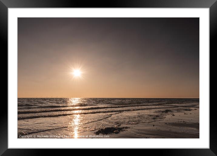 Sunset, sand and sea Framed Mounted Print by Michaela Strickland