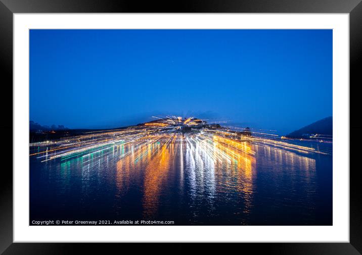 Zoomed Harbour Lights At Kingswear In Dartmouth, Devon Framed Mounted Print by Peter Greenway