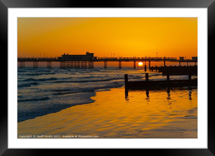 Sun setting at Worthing Pier Framed Mounted Print by Geoff Smith