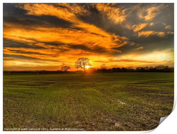 Lincolnshire Dawn. Print by Keith Campbell