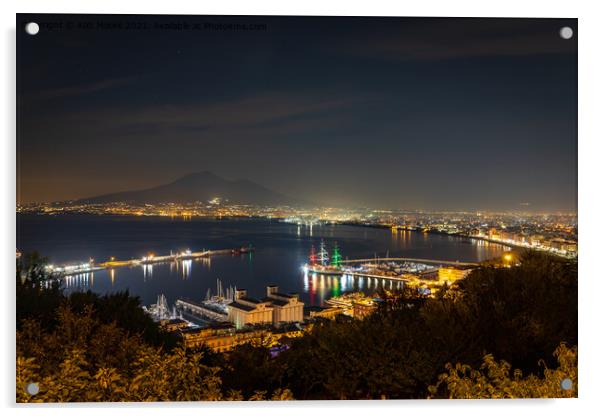 Naples bay at night  Acrylic by Rob Moore