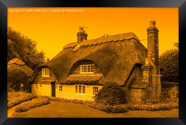 British Thatched Flint Cottage Framed Print by Geoff Smith