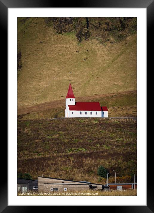 Reyniskirkja Vik church Iceland Framed Mounted Print by Paulo Rocha