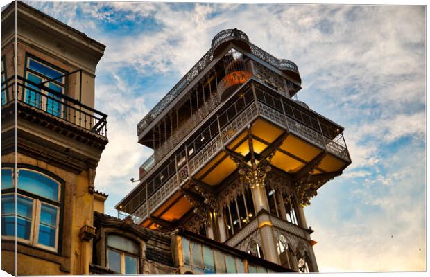 Lisbon, Santa Justa Elevator Entrance Canvas Print by Elijah Lovkoff