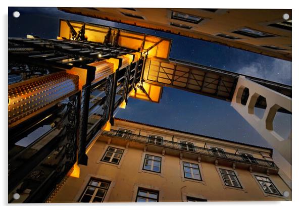 Santa Justa Elevator Entrance located near Rossio Square in Lisbon Acrylic by Elijah Lovkoff