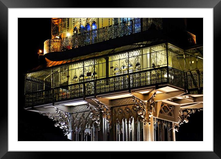 Lisbon, Santa Justa Elevator at night Framed Mounted Print by Elijah Lovkoff