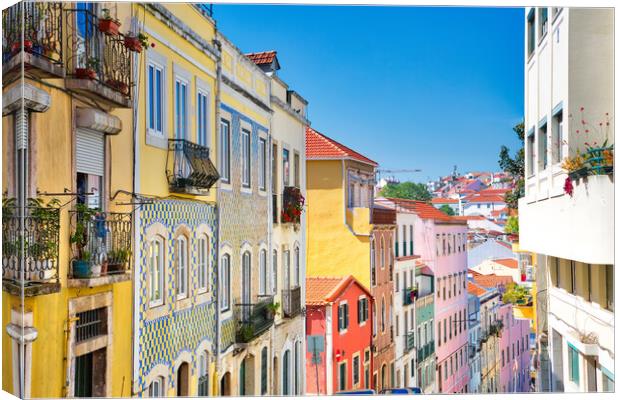 Colorful buildings of Lisbon historic center  Canvas Print by Elijah Lovkoff