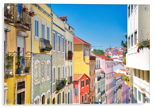 Colorful buildings of Lisbon historic center  Acrylic by Elijah Lovkoff