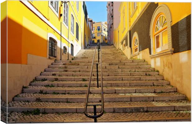 Colorful Streets of Lisbon in historic city center Canvas Print by Elijah Lovkoff