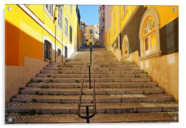 Colorful Streets of Lisbon in historic city center Acrylic by Elijah Lovkoff