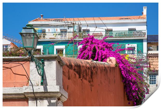 Typical Portuguese architecture and colorful buildings of Lisbon Print by Elijah Lovkoff