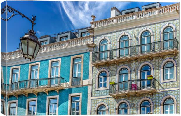 Typical Portuguese architecture and colorful buildings of Lisbon historic city center Canvas Print by Elijah Lovkoff