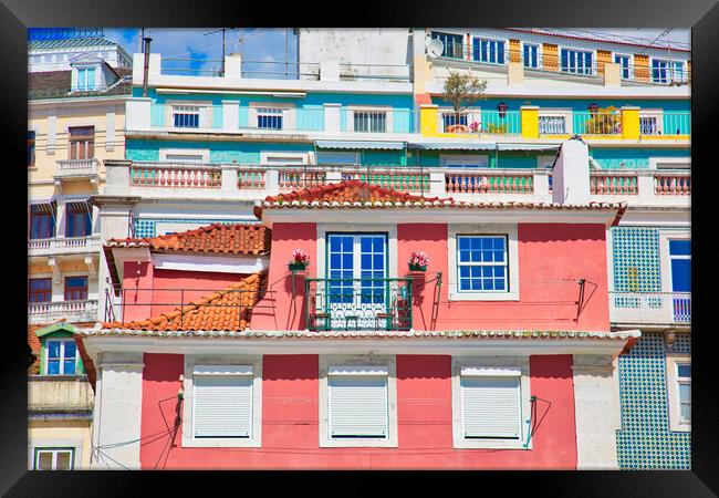 Colorful buildings of Lisbon historic center Framed Print by Elijah Lovkoff