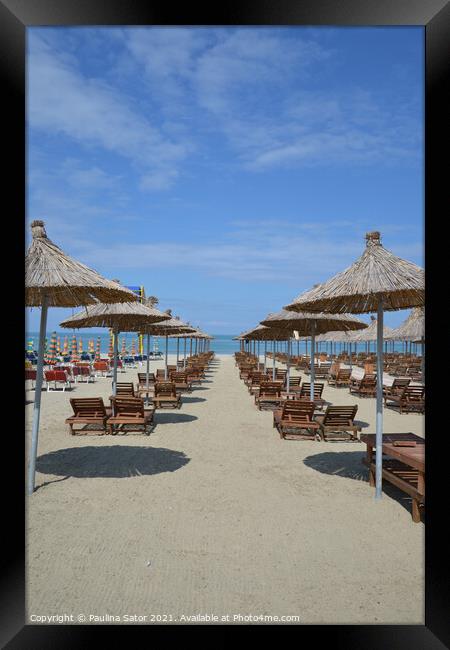 Empty beach. Holiday season Framed Print by Paulina Sator