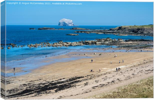 Milsey Bay Beach North Berwick and Bass Rock Canvas Print by Angus McComiskey