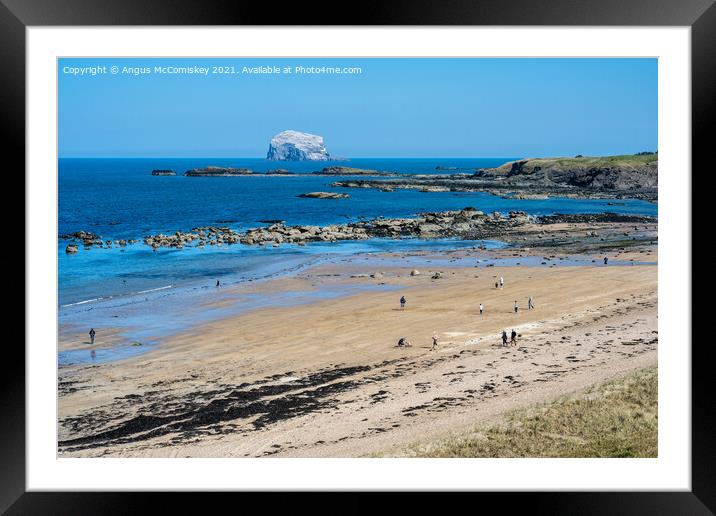 Milsey Bay Beach North Berwick and Bass Rock Framed Mounted Print by Angus McComiskey