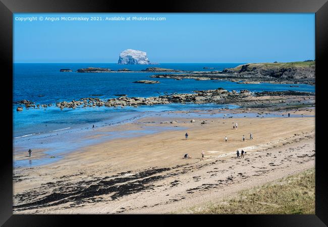 Milsey Bay Beach North Berwick and Bass Rock Framed Print by Angus McComiskey