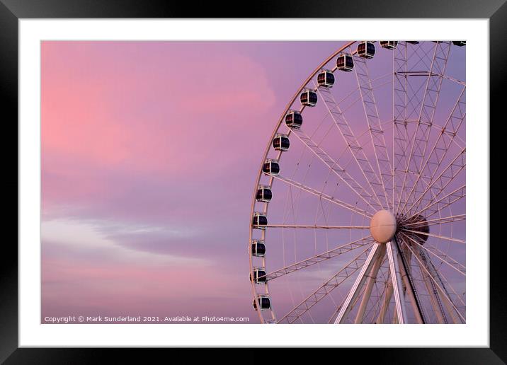The Wheel of York at Sunset Framed Mounted Print by Mark Sunderland