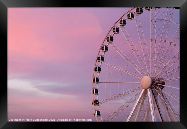 The Wheel of York at Sunset Framed Print by Mark Sunderland