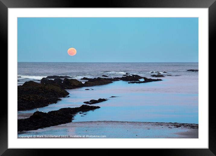 Moonrise at Doo Craigs St Andrews Framed Mounted Print by Mark Sunderland