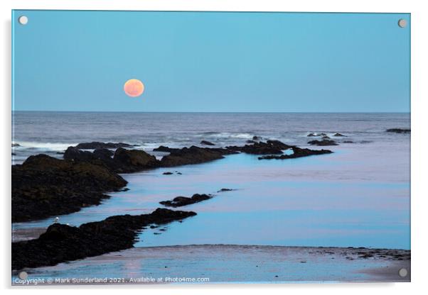 Moonrise at Doo Craigs St Andrews Acrylic by Mark Sunderland
