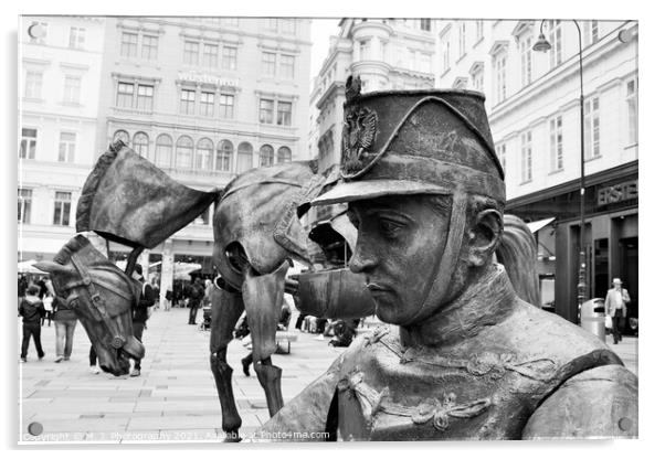 Iron Horse and Man Soldier - Art Installation at Graben Street in Vienna, Austria. Acrylic by M. J. Photography