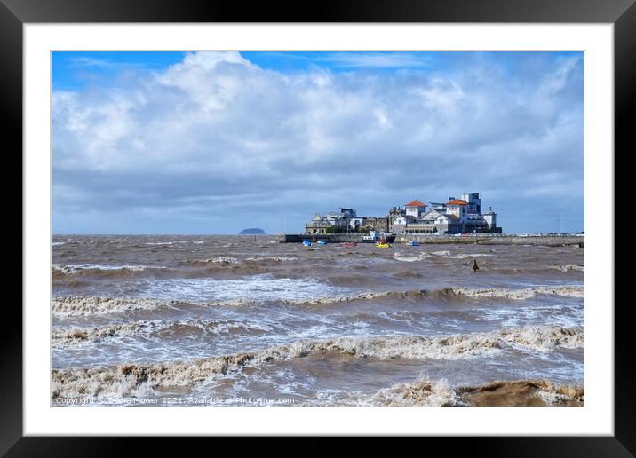Weston Super Mare Somerset Rough Seas Framed Mounted Print by Diana Mower