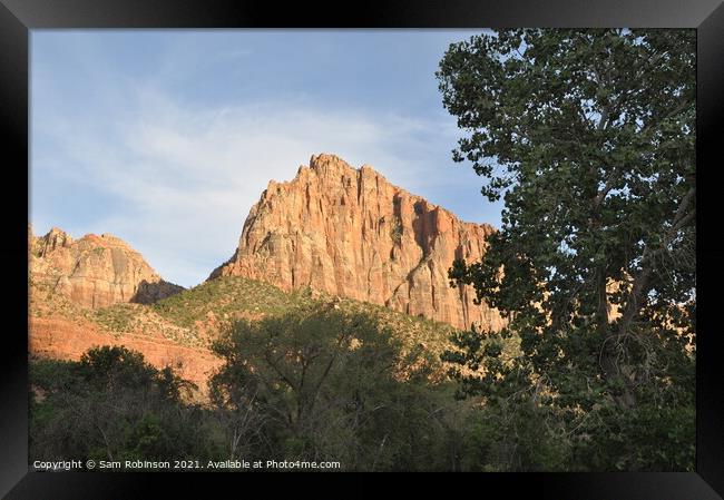 Sunlit Rocks, Zion National Park Framed Print by Sam Robinson