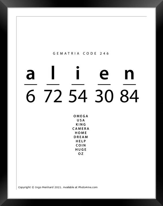 Alien word code in the English Gematria Framed Mounted Print by Ingo Menhard