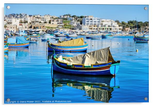 Marsaxlokk Bay Malta Acrylic by Diana Mower