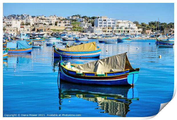 Marsaxlokk Bay Malta Print by Diana Mower