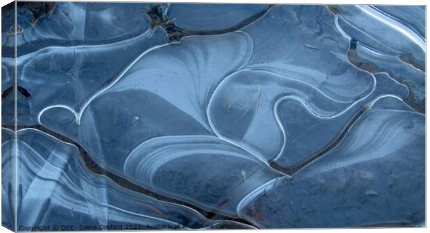 Ice Puddle Blues Canvas Print by DEE- Diana Cosford