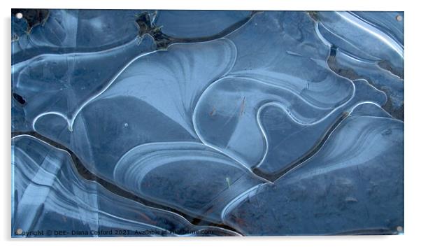 Ice Puddle Blues Acrylic by DEE- Diana Cosford
